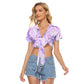 Beautiful Roses With Hydrangea & Butterflies Women's Bandage Crop Top