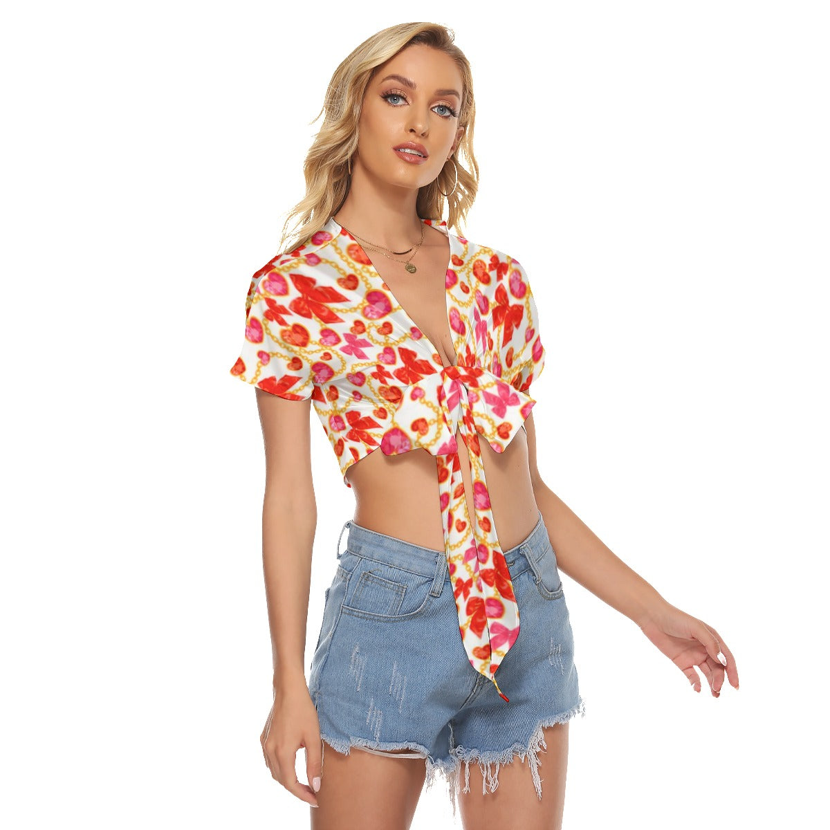 Red Hearts & Bowes Women's Bandage Crop Top