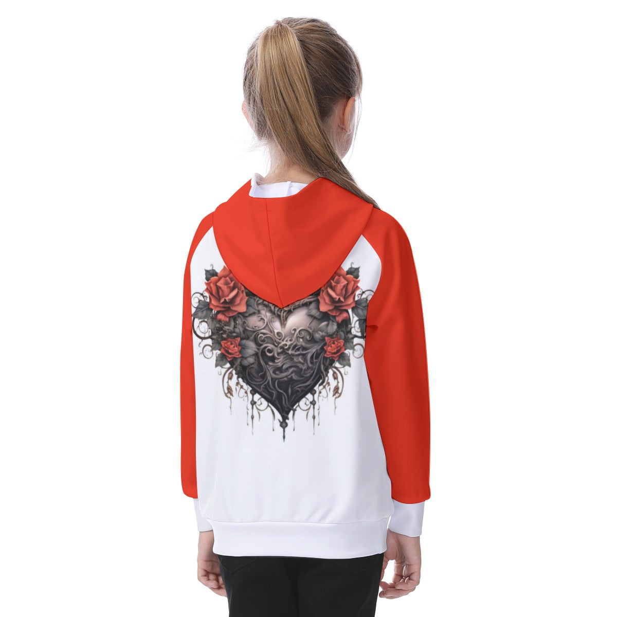 Kid's Gothic Hearts Raglan Pullover Hoodie