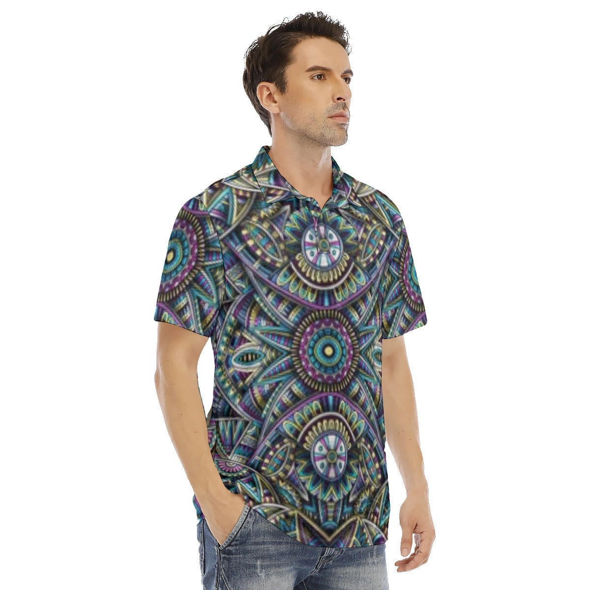 Abstract Ethnic Men's Polo Shirt | Velvet