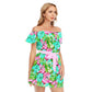 Summer Time Flowers Women's Off-shoulder Dress With Ruffle