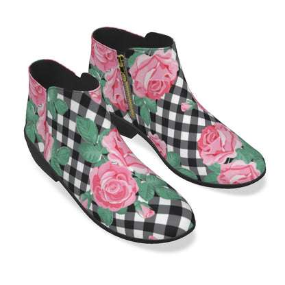 Pink Roses Men's Fashion Boots