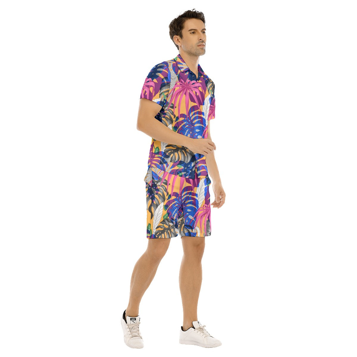 Tropical Leaves Men's Short Sleeve Shirt Sets