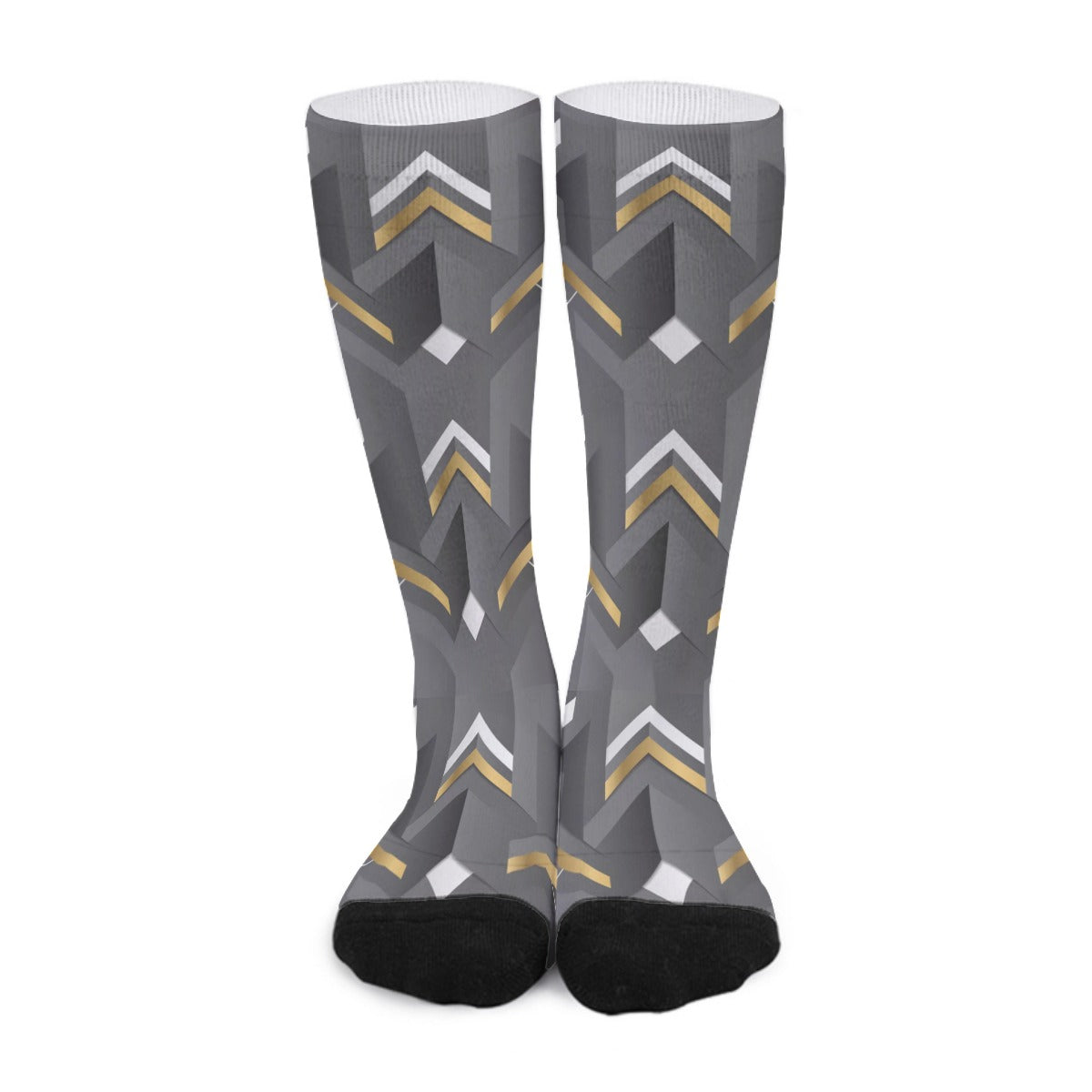 Black Abstract Geometric Long Socks