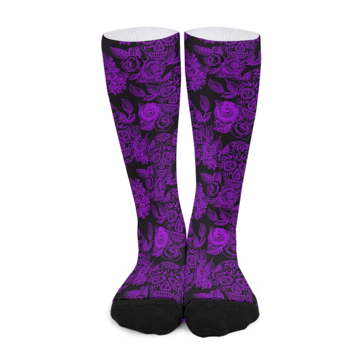 Skull Diamond Eyes & Flowers Long Socks