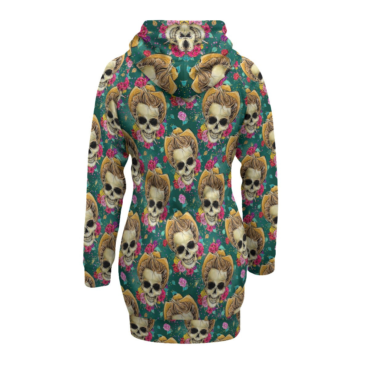 Ladies Skulls and Roses Women's Pullover Hoodie With Raglan Sleeve