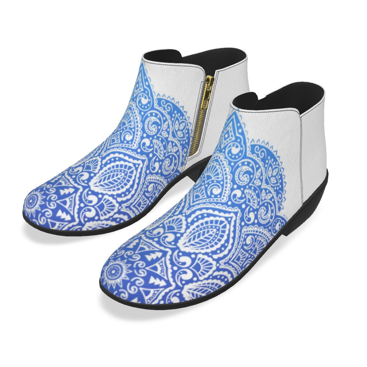 Beautiful Blue Flower Men's Fashion Boots