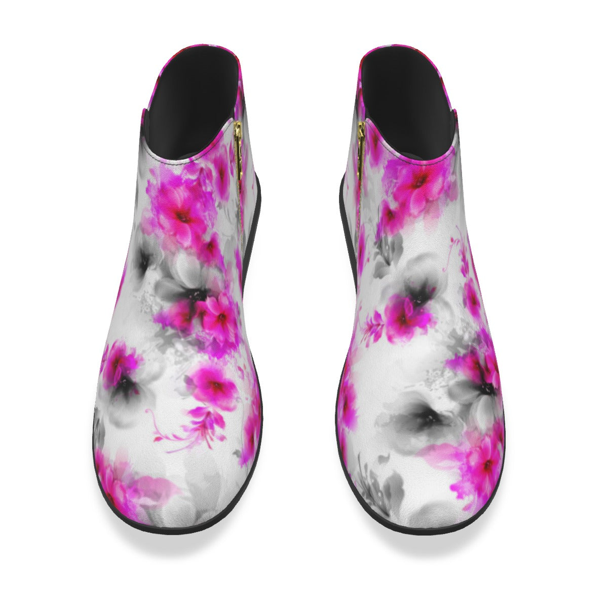 Pink Abstract Flowers Men's Fashion Boots