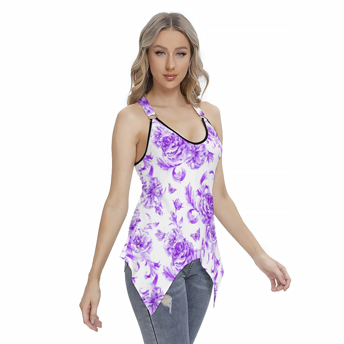 Vintage Purple Roses Women's Skinny Sport Tank Top