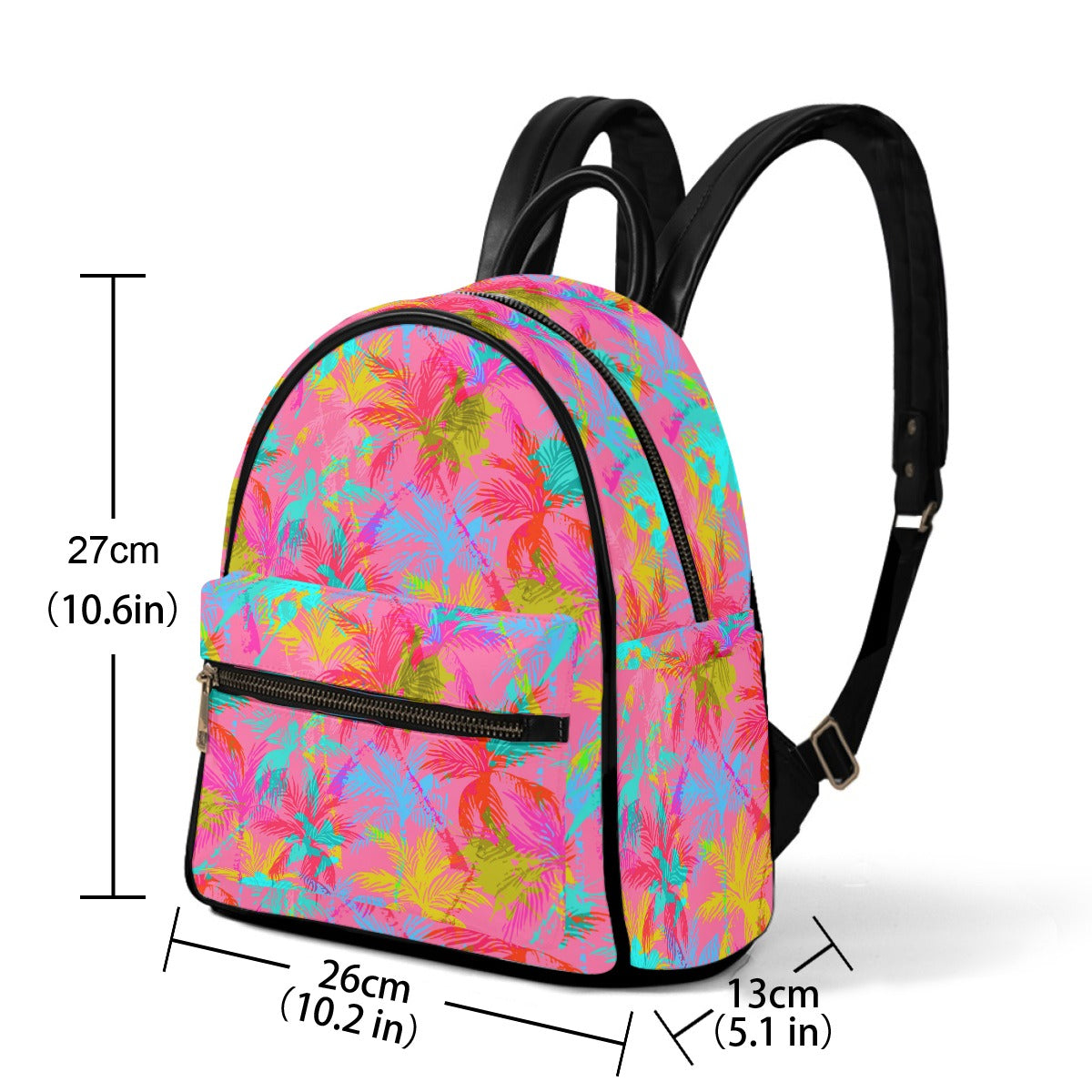 Abstract Colorful Palm Trees Small Size Backpack