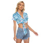 Blue & Pink Swirls Women's Bandage Crop Top