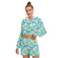 Tropical Frangipani Hibiscus With Palms Women's Micro Fleece Hoodie And Shorts Set