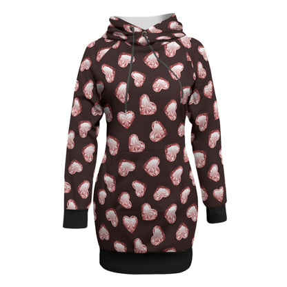 Diamond Hearts Women's Pullover Hoodie With Raglan Sleeve