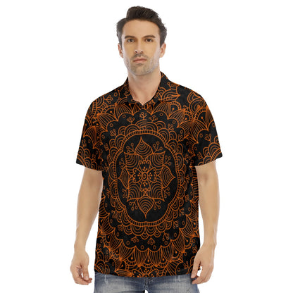 Black & Orange Kingdom Men's Polo Shirt | Velvet