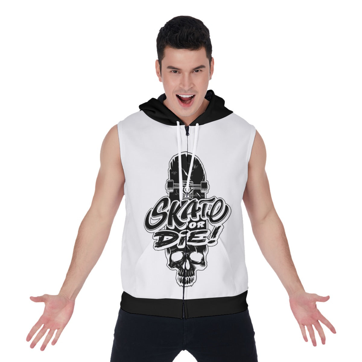 Skate Or Die Men's Zip-up Sleeveless Hoodie