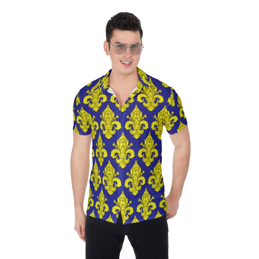 Made Royal Blue & Gold Men's Button Up Shirt