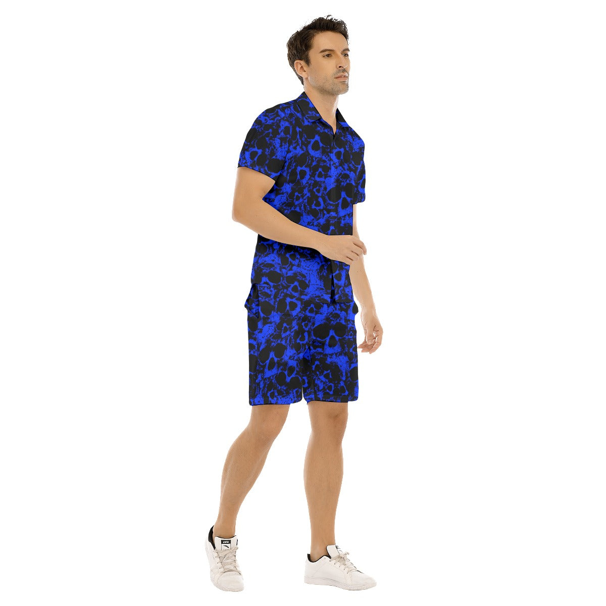 Men's Blue Skull Gang Short Sleeve Shirt Sets