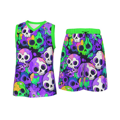 Men's Skull Gang V Neck Basketball Suit