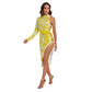 Yellow & White Tropical Hibiscus Flowers Women's Side Cutout Dress