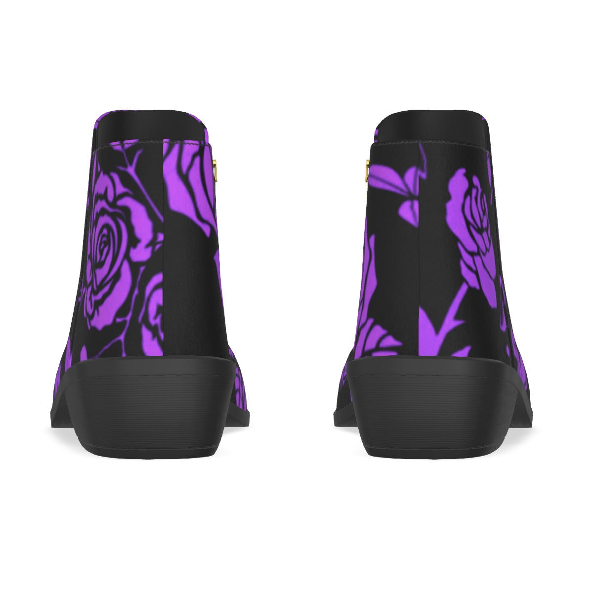 Purple & Black Roses Men's Fashion Boots