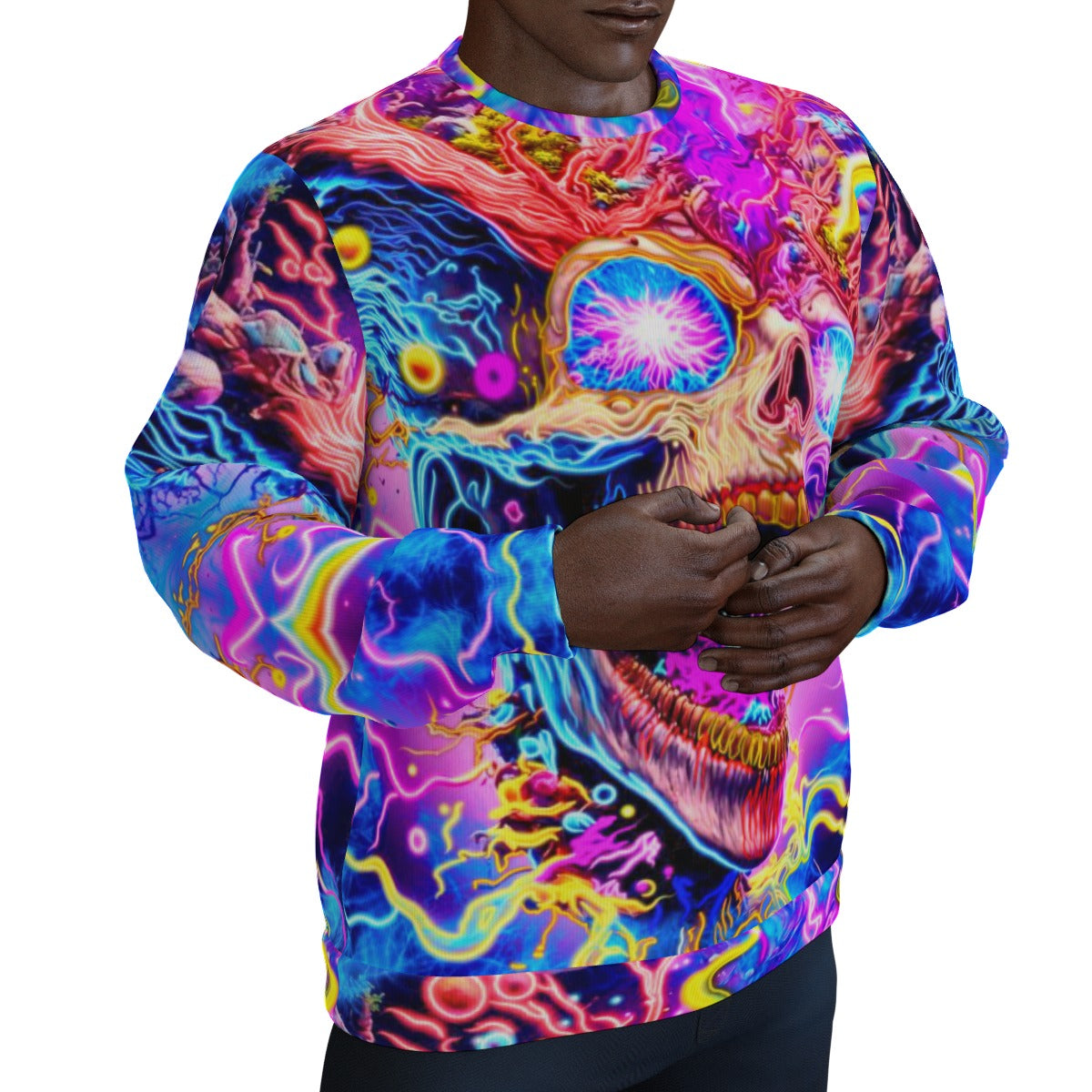 Men's Trippy Skulls Thicken Sweater