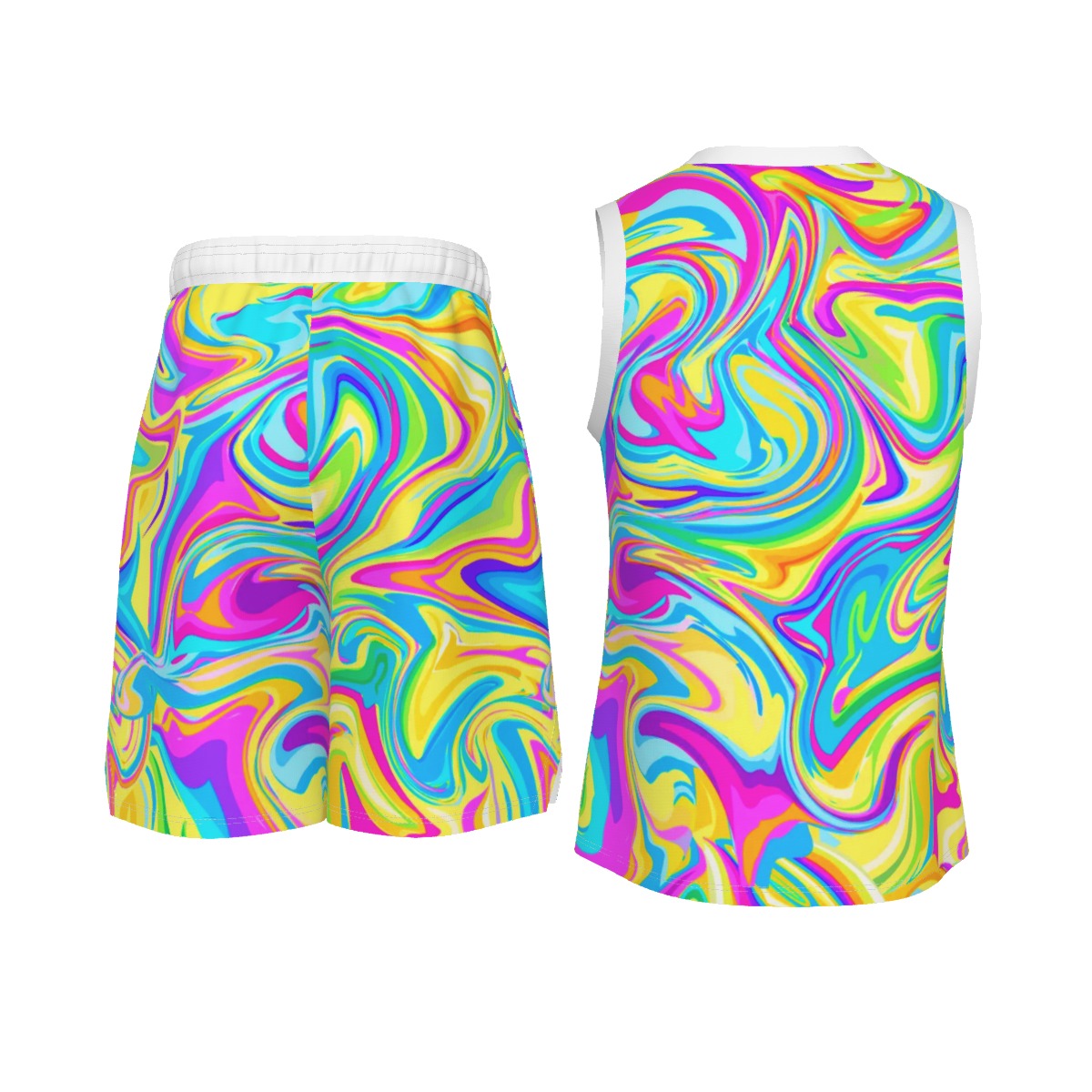 Psychedelic Men's V Neck Basketball Suit