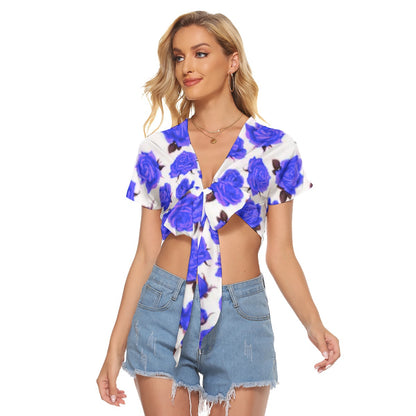 Blue Roses Women's Bandage Crop Top