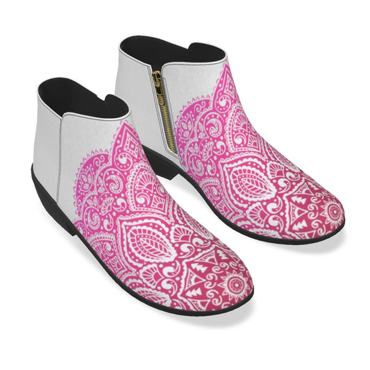 Beautiful Pink Flower Men's Fashion Boots