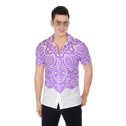 Beautiful Purple Flower Men's Button Up