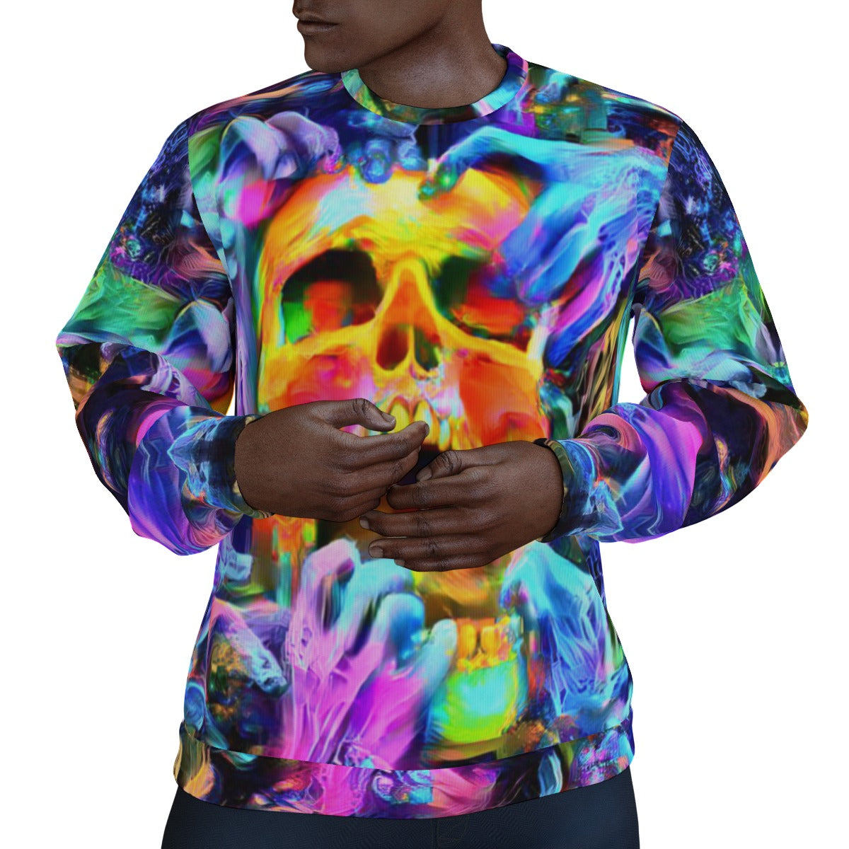 Men's Trippy Skulls Thicken Sweater