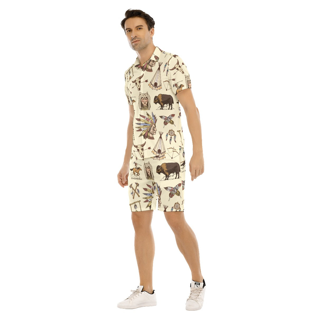 Men's Indian Tribal Short Sleeve Shirt Sets