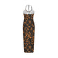 Orange With Black Tropical Flowers Women's Sexy Hollow Cami Dress