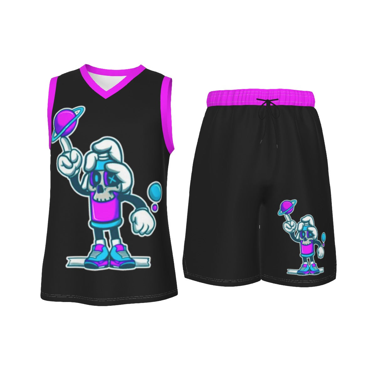 Graffiti Can Men's V Neck Basketball Suit