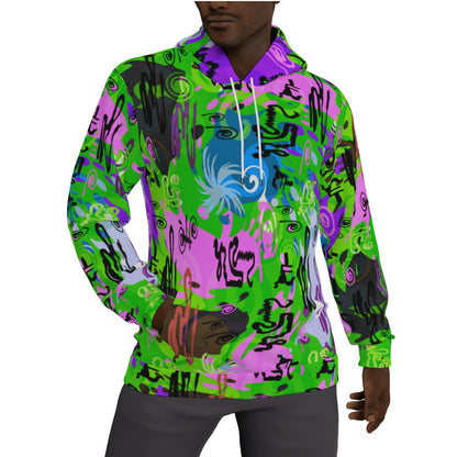 Colorful Abstract Ethnic Graffiti Style Men's Thicken Pullover Hoodie