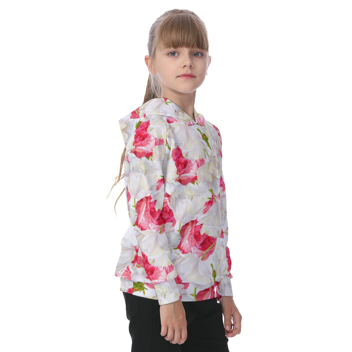 Roses and Tulips Kid's Raglan Pullover Hoodie