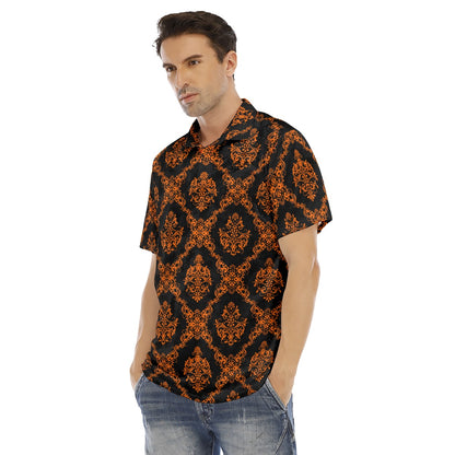 Orange & Black Ethnic Men's Polo Shirt | Velvet