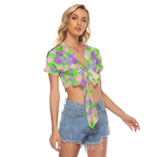 Colorful Hydrangea Flowers Women's Bandage Crop Top