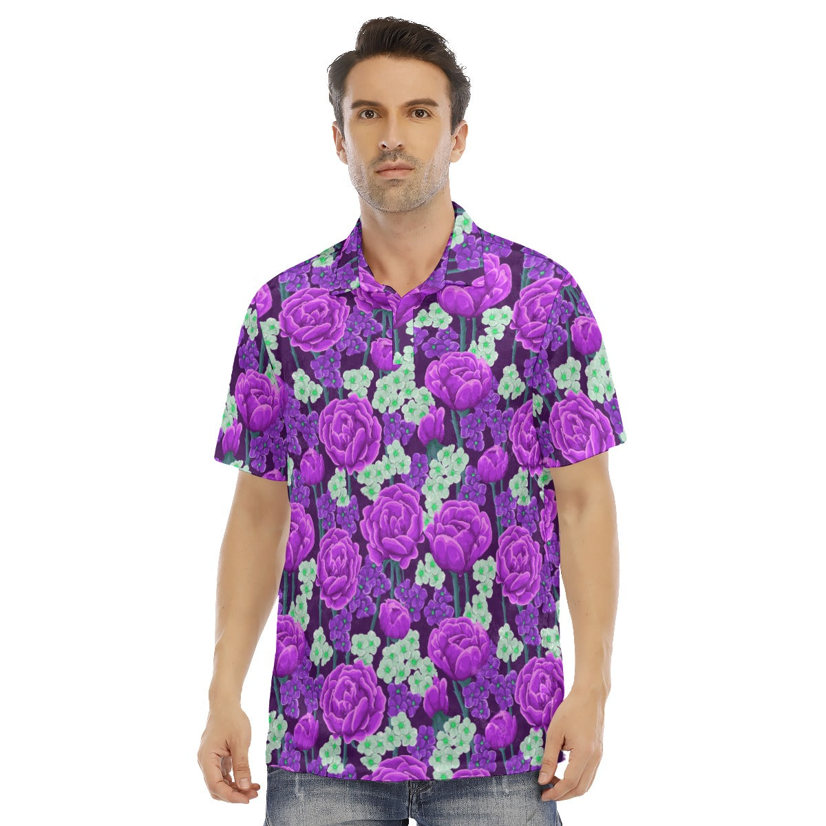 Purple Roses Men's Polo Shirt | Velvet