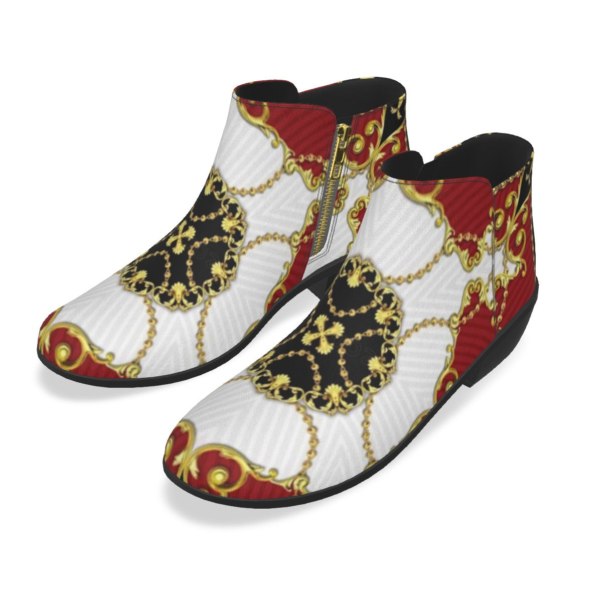 Red, White, Black & Gold I am King Men's Fashion Boots