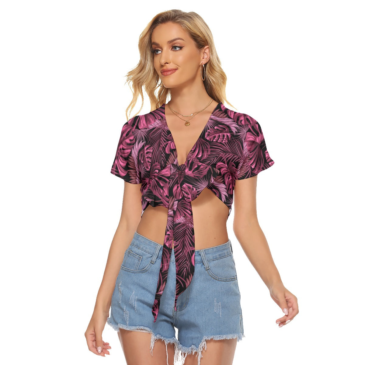 Tropical Leaves Women's Bandage Crop Top