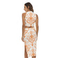 Orange With White Vintage Flowers Women's Tank Top & Split High Skirt Set