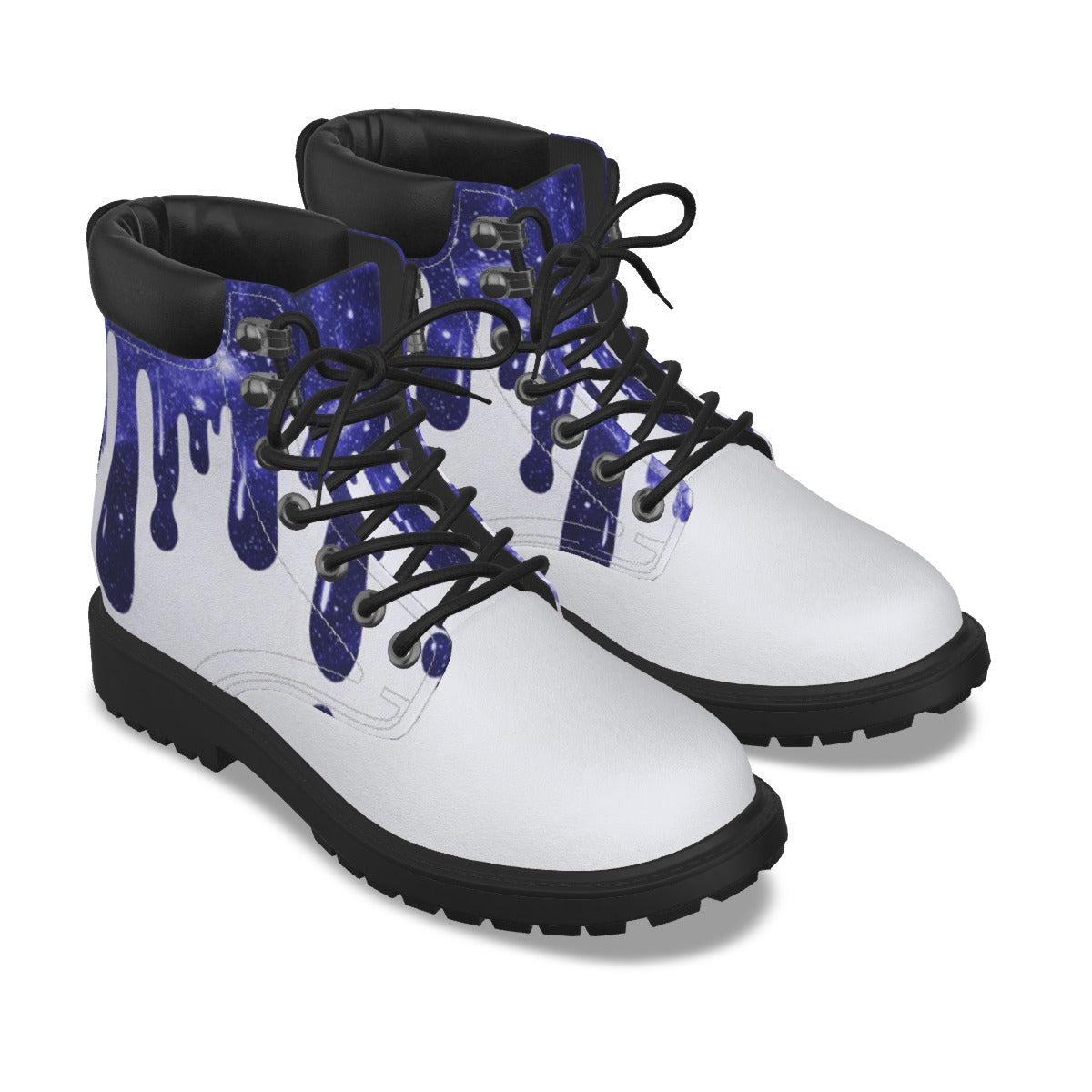 Drippy Blue & White Men's Short Boots