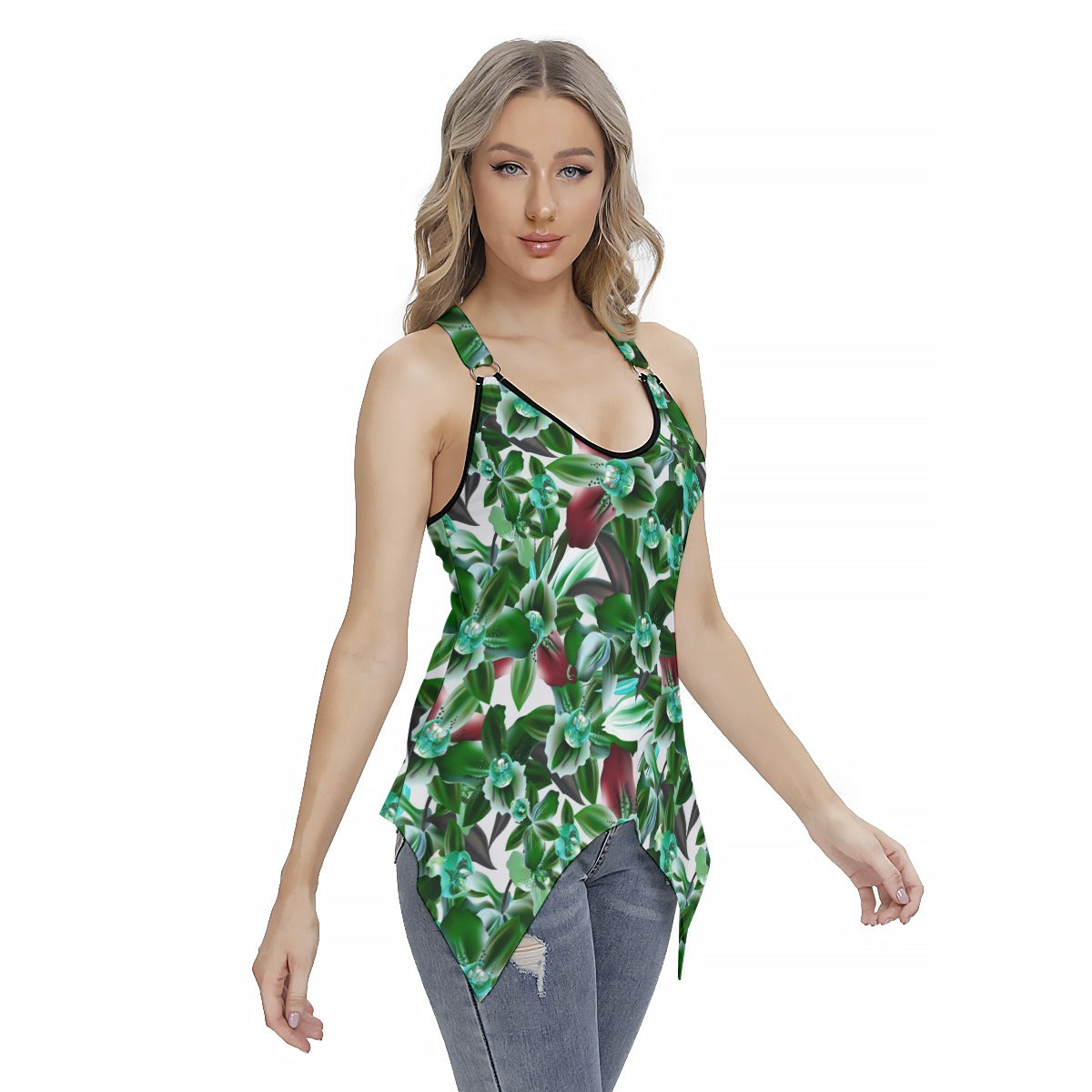 Beautiful Tropical Orchids Women's Skinny Sport Tank Top