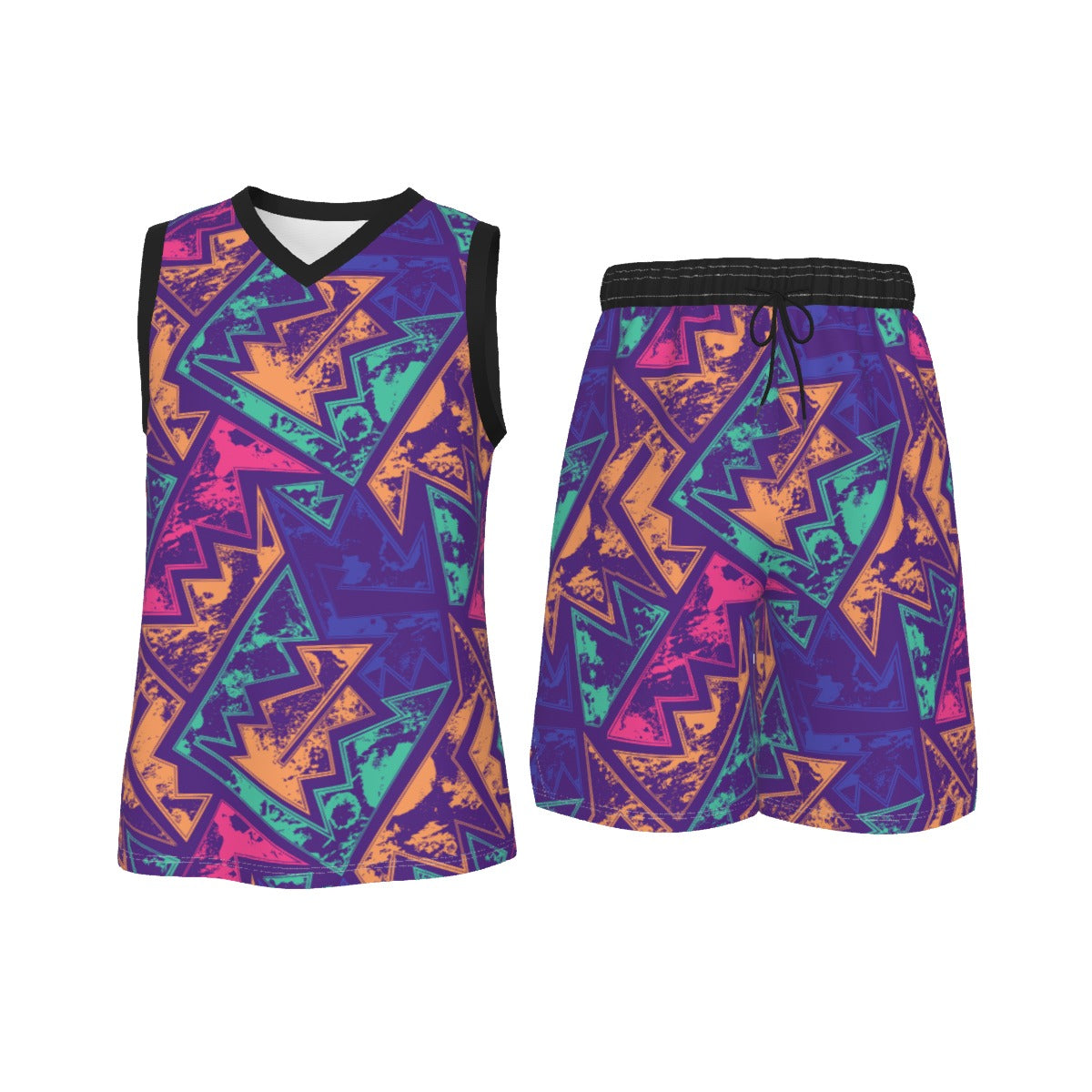 Abstract Men's V Neck Basketball Suit