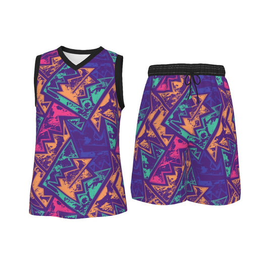 Abstract Men's V Neck Basketball Suit