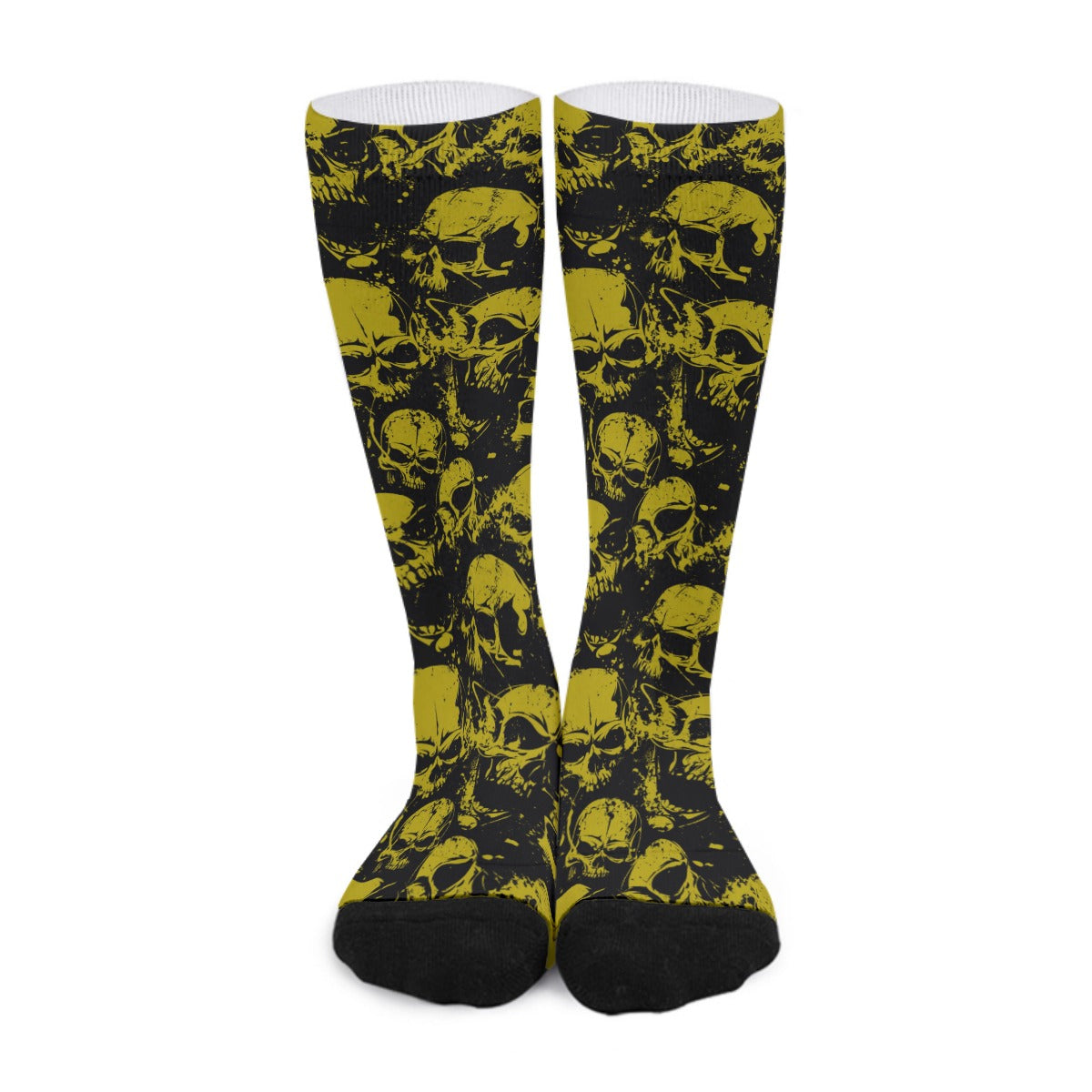 Yellow Grunge Skulls Long Socks