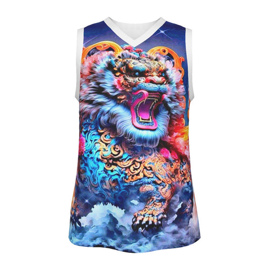 Japanese Style Dragon Men's V Neck Basketball Top