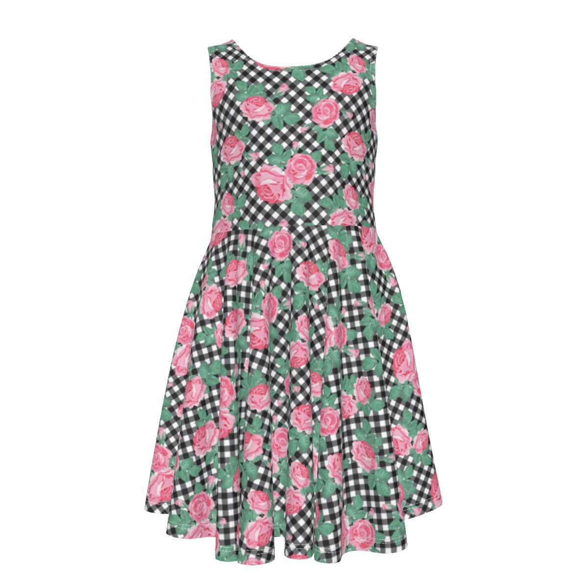 Pink Roses Kid's Sleeveless Vest Dress