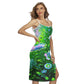 Women's Colorful Flowers Back Cross Cami Dress