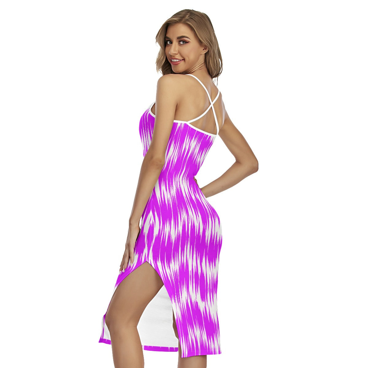 Wavy Tribal Women's Back Cross Cami Dress